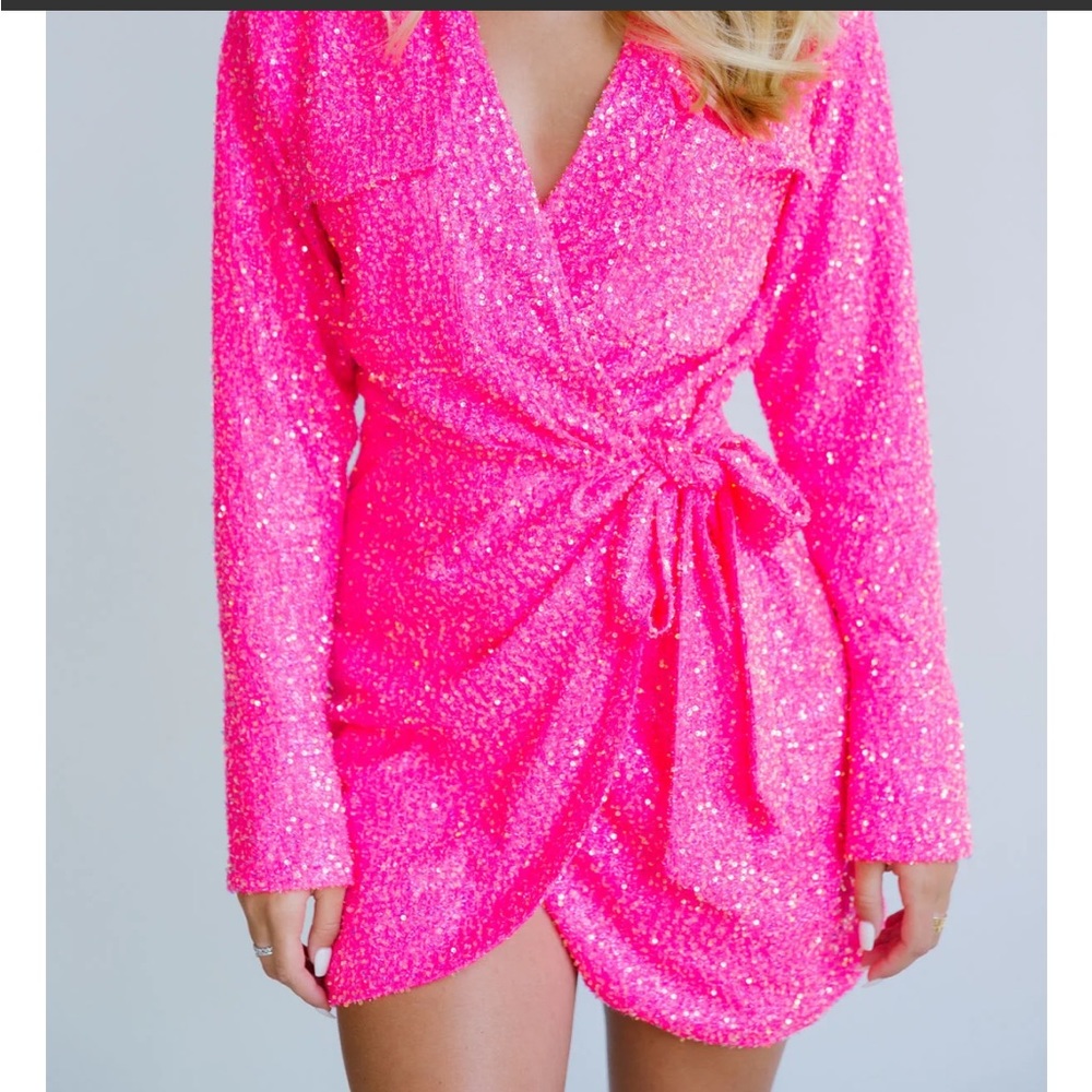 Judith March Medium Pink sequin wrap dress